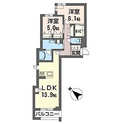 クアドリフォリオ浦和美園 2階2LDKの間取り