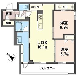クアドリフォリオ浦和美園 2LDKの間取図画像