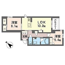 クアドリフォリオ浦和美園 3階2LDKの間取り