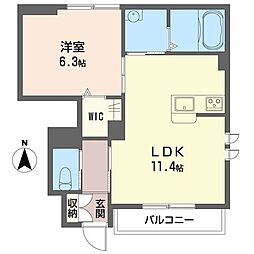 メゾンドール 1LDKの間取図画像