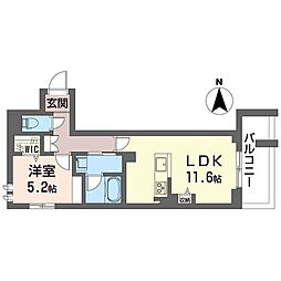 クロノス ルメリア 1LDKの間取図画像