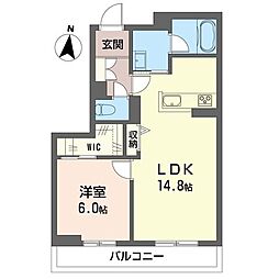 ラパン リュネール 1LDKの間取図画像