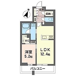 カスカード北浦和 00402 4階1LDKの間取り