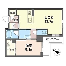 セレニティー グレイス 1LDKの間取図画像