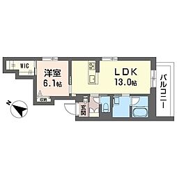 セレニティー グレイス 1LDKの間取図画像