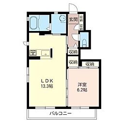 アンシャンテ 1LDKの間取図画像
