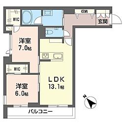 クレバス 2LDKの間取図画像
