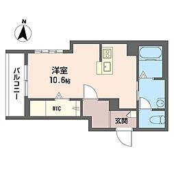 バスキン ワンルームの間取図画像