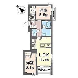 シャーメゾン ハレ 2LDKの間取図画像
