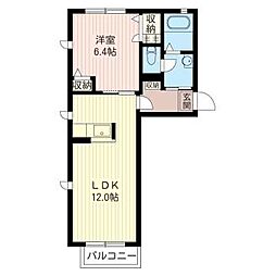 メゾンアサカB 1LDKの間取図画像