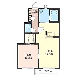 カーネーションB 1LDKの間取図画像