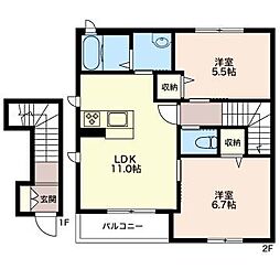 クエストコートA 2LDKの間取図画像