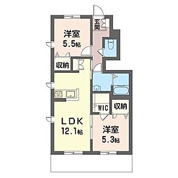 ヴィラ・ローズ1 2LDKの間取図画像