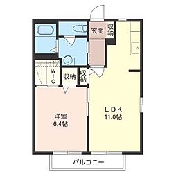 グラン・ソレーユＡ 1階1LDKの間取り