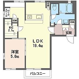 サンラフォーレＣ 2階1LDKの間取り