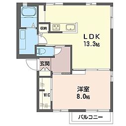 サンラフォーレＥ 2階1LDKの間取り