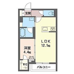 CRESTTOWN新都心 1LDKの間取図画像