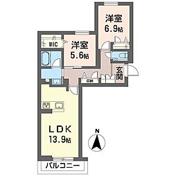 ソラールガーデン 2LDKの間取図画像