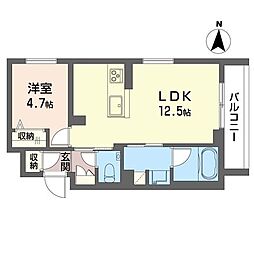 メゾン ド ファベル 1LDKの間取図画像