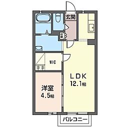 ベル・ヴィルD 1LDKの間取図画像