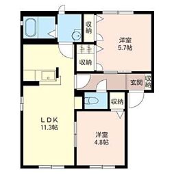 ディア・ワンC 2LDKの間取図画像