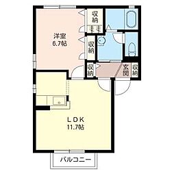 クレストタウンB 1LDKの間取図画像