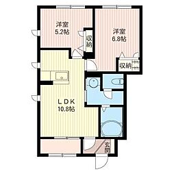 ラペ・ブロッサムA 2LDKの間取図画像