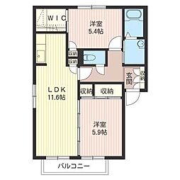 グレイスタウンD 2LDKの間取図画像