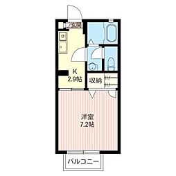 ヴェルドミール 1Kの間取図画像