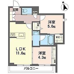 陽北ハイツ 2LDKの間取図画像