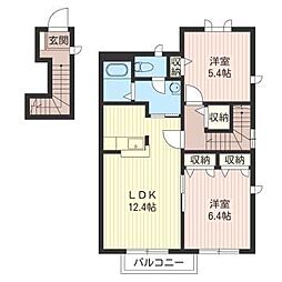 シャインヒルコート五番館 2LDKの間取図画像