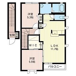 アベルト・コートB 2LDKの間取図画像