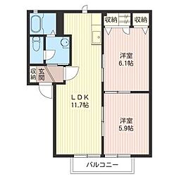 リンドバーグ 2LDKの間取図画像