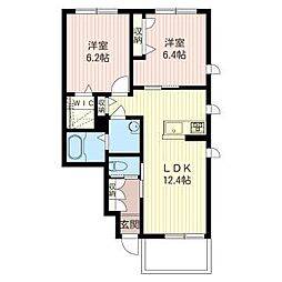 ベルソーC 2LDKの間取図画像