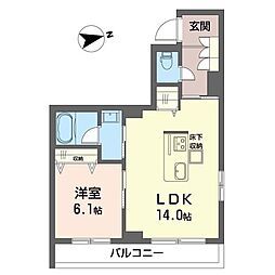 レザレII 00101 1階1LDKの間取り