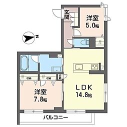 レザレII 00201 2階2LDKの間取り