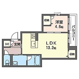エタールノ 1LDKの間取図画像