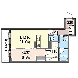 エタールノ 1LDKの間取図画像