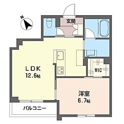 ジャルダン 00202 2階1LDKの間取り