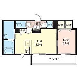 SubaruTownA 1LDKの間取図画像