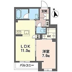 ハレ成田 1LDKの間取図画像