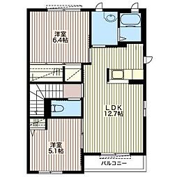 ヴァンヴェール 2LDKの間取図画像