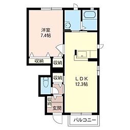 フラワーコート 1LDKの間取図画像