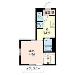 ハイツ上並榎A 1Kの間取図画像