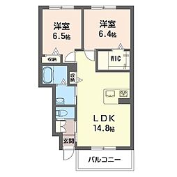 インペリア・リーフ 2LDKの間取図画像