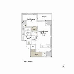 クレアシオンあら町 1LDKの間取図画像