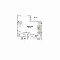 クレアシオンあら町 ワンルームの間取図画像