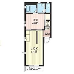 サンスクェアＡ 1階1LDKの間取り