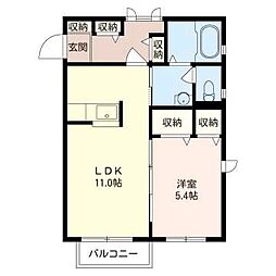 インペリアルＡ 2階1LDKの間取り