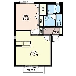 フレグランス横倉B 1LDKの間取図画像